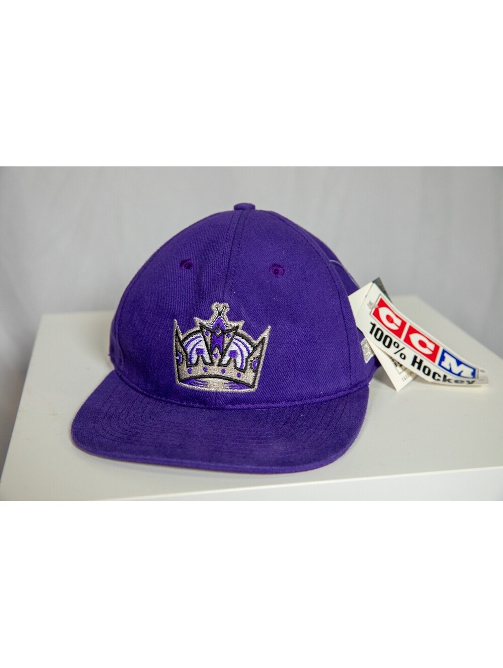 Vtg Rare NHL Los Angeles Kings Purple Official CCM Made in Canada SnapBack Hat